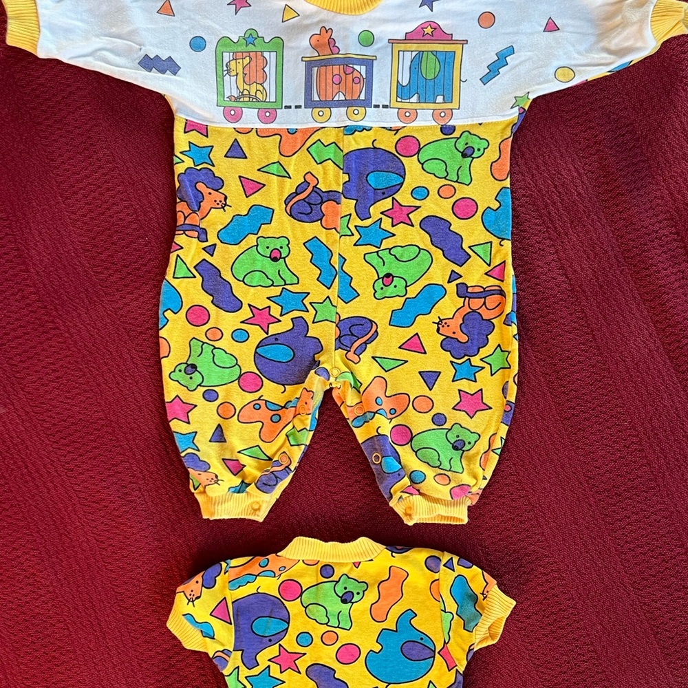 🐘🦁Vintage 90s Baby Onesie Set Sprockets Mervyns 6mo